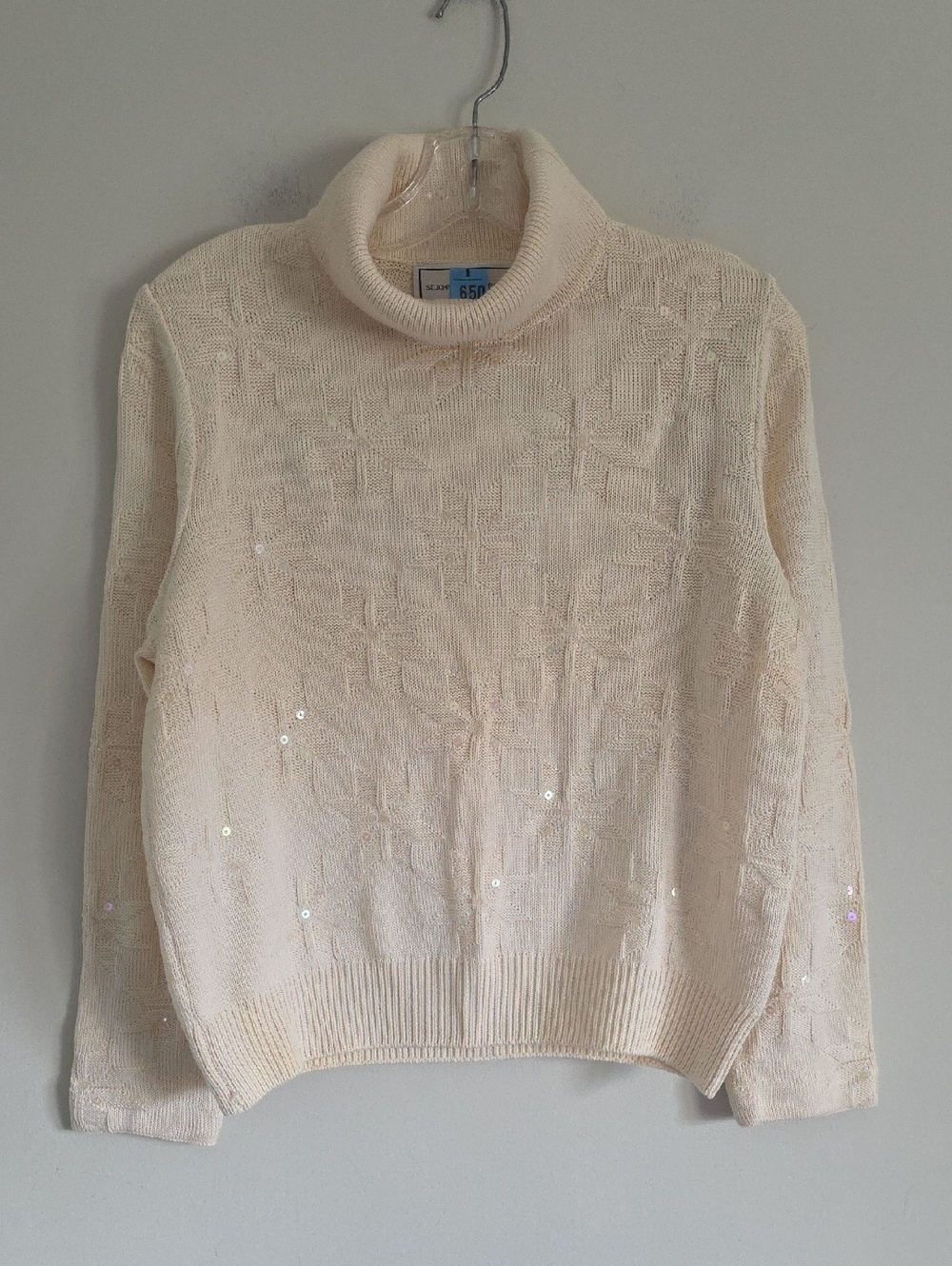 ST. JOHN | sequin-embellished sweater snowflake cream Sz S